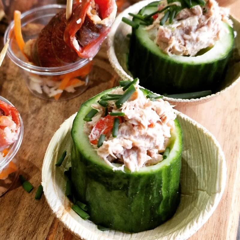 Komkommer slice met tonijnsalade